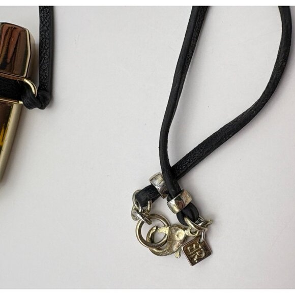 Geometric Gold Tone Pendant Necklace with Black Cord Bold Banana Republic - Picture 4 of 7